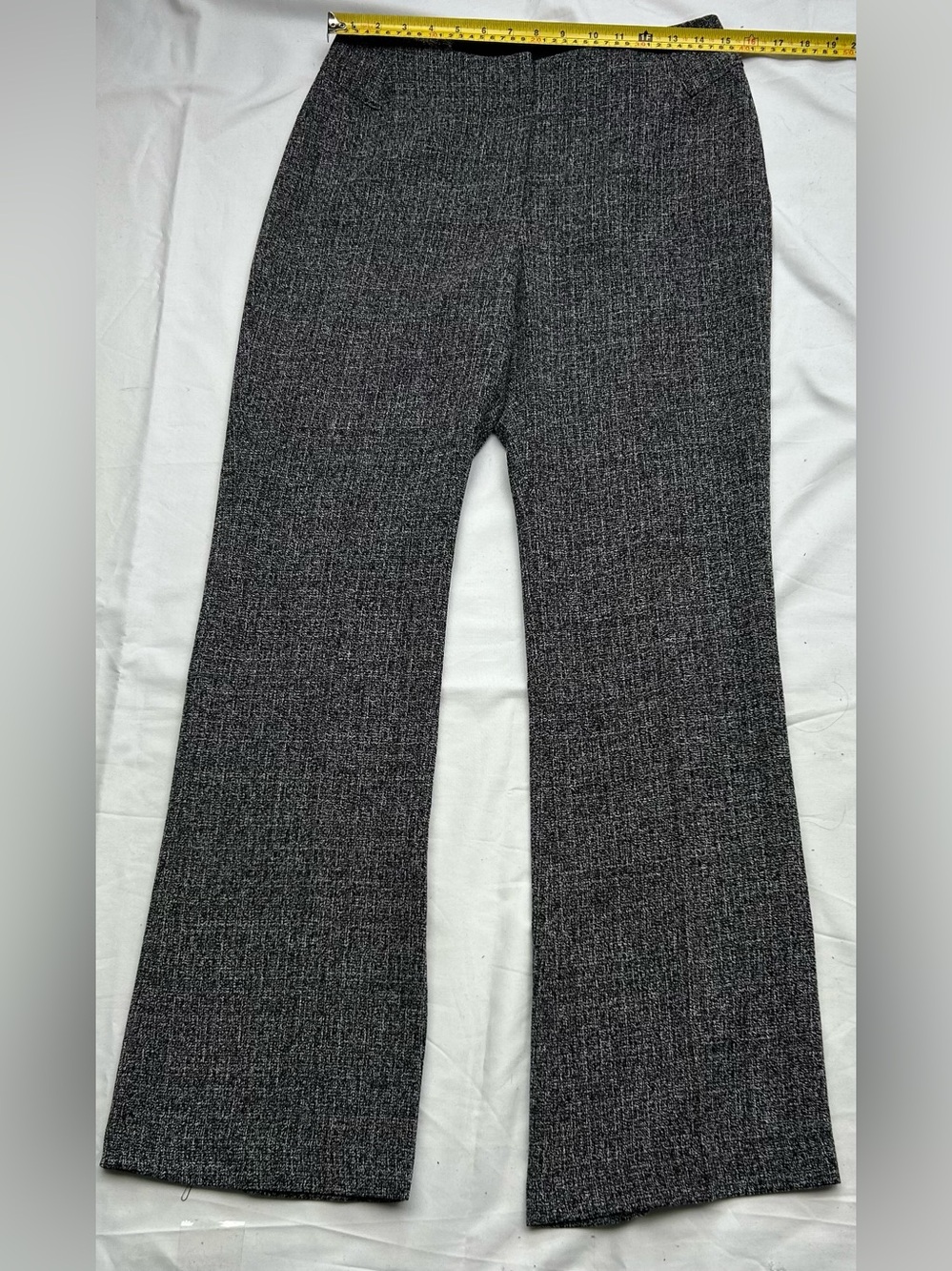 Gray Tweed Flared Dress Pants